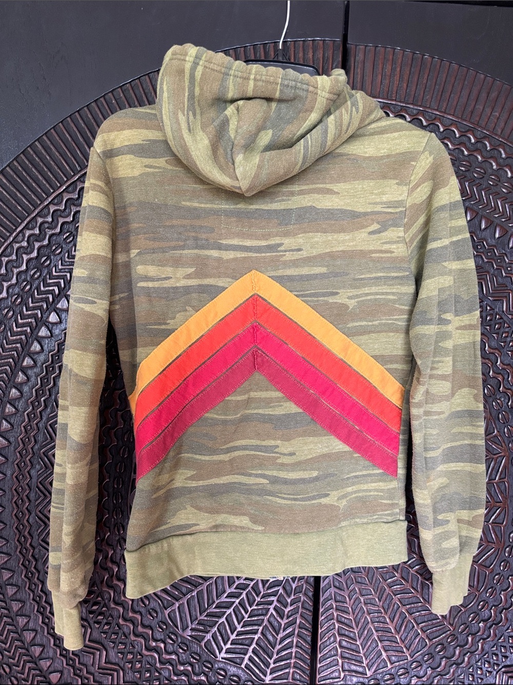 Aviator Nation camo mountain zip up hoodie red stripe XS - Picture 5 of 5